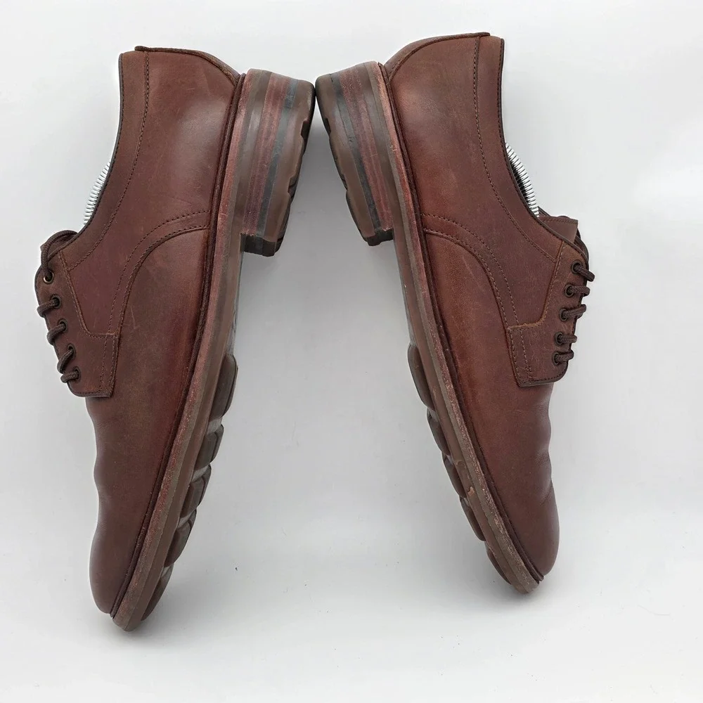 Johnston & Murphy Derby Dress Shoes Men 11M Brown Leather Brazil Lug Sole Preppy